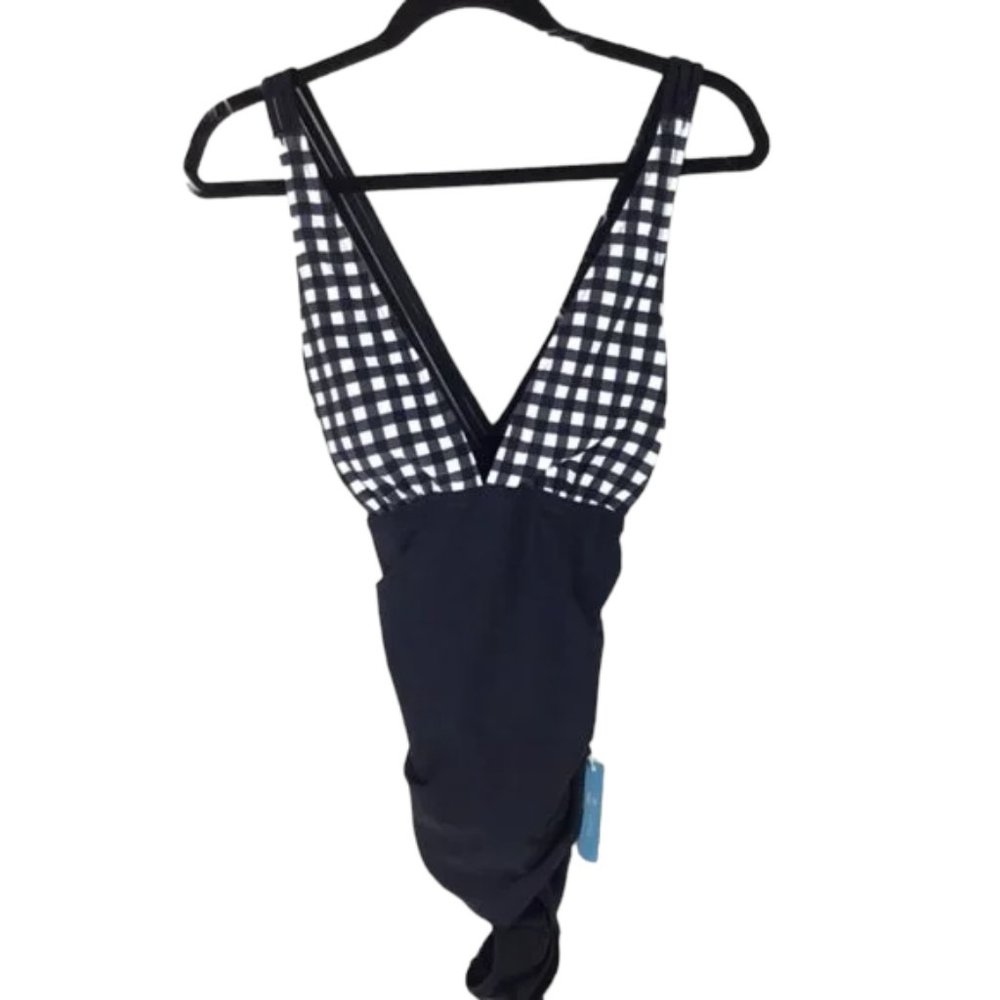 SOLD Cupshe One-piece Swimsuit Black White sz XS NEW! BEACH CRUISE SUMMER SPRING